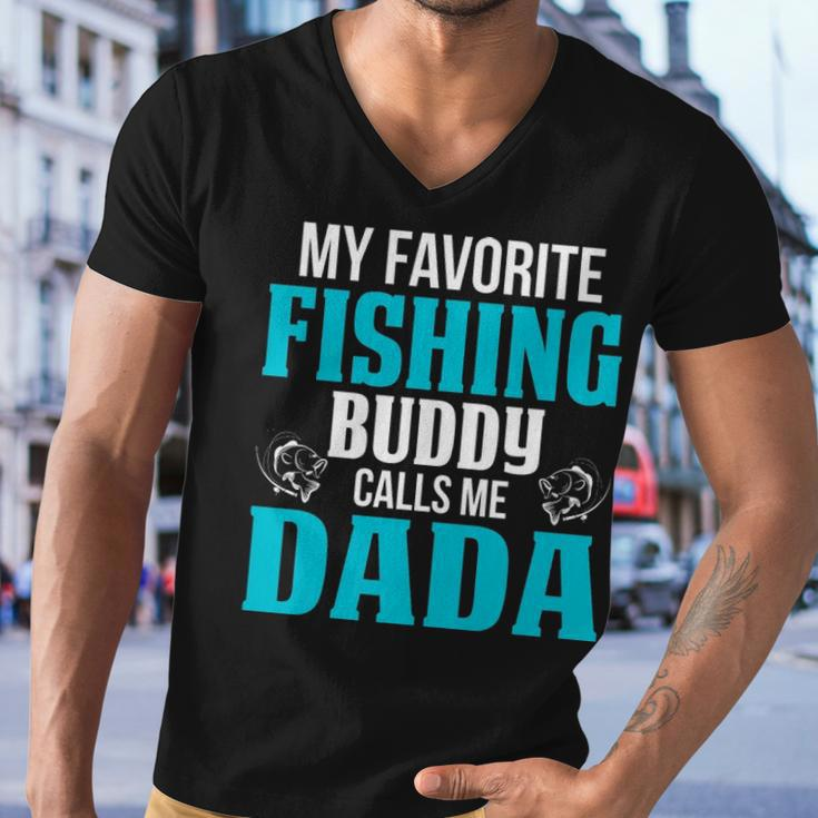 Dada Grandpa Fishing Gift My Favorite Fishing Buddy Calls Me Dada Men V-Neck Tshirt
