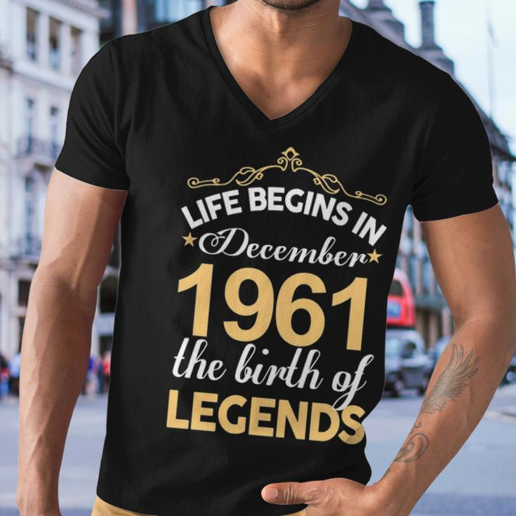 December 1961 Birthday Life Begins In December 1961 V2 Men V-Neck Tshirt