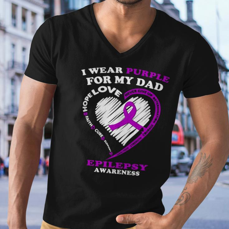 Epilepsy Awareness I Wear Purple For My Dad Men V-Neck Tshirt