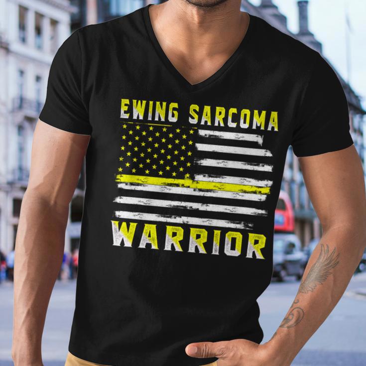 Ewings Sarcoma Warrior Usa Flag United States Flag Yellow Ribbon Ewings Sarcoma Ewings Sarcoma Awareness Men V-Neck Tshirt