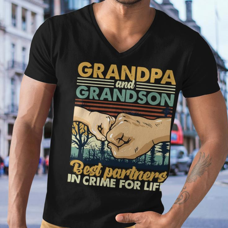 Father Grandpa And Grandson Best Partners In Crime For Life 113 Family Dad Men V-Neck Tshirt