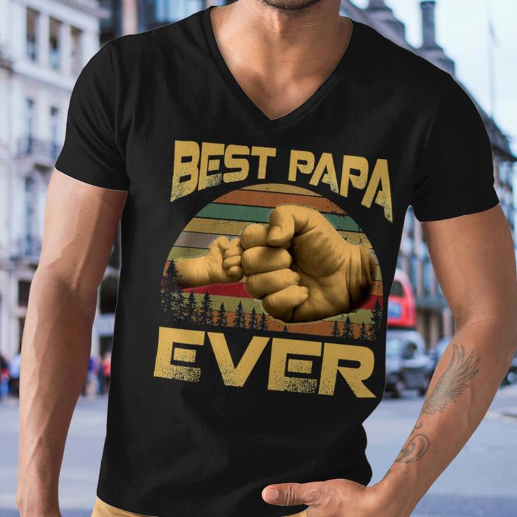 Father Grandpa Best Papa Ever Retro Vintage 54 Family Dad Men V-Neck Tshirt