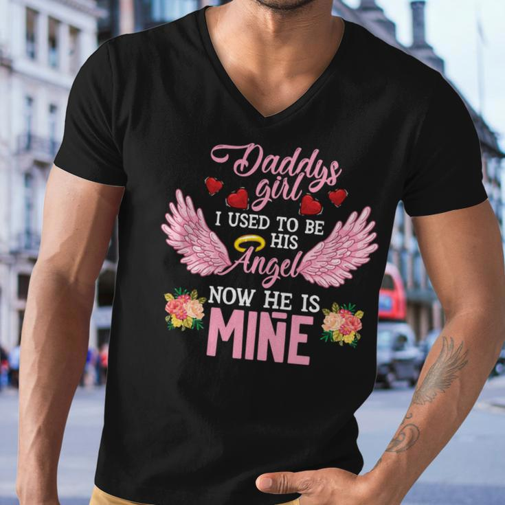 Father Grandpa Daddys Girl I Used To Be His Angel Now He Is Mine Daughter 256 Family Dad Men V-Neck Tshirt