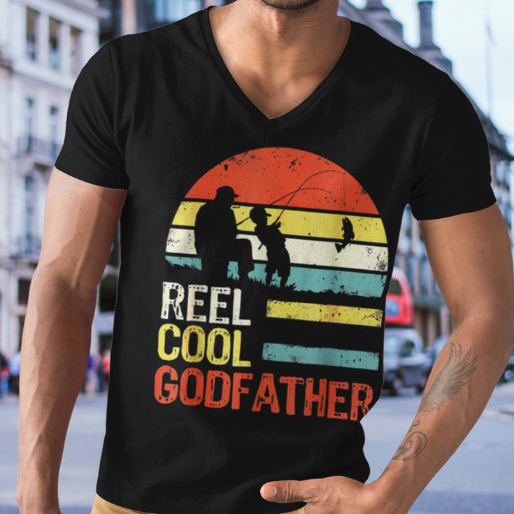 Fishing Reel Cool Godfather V3 Men V-Neck Tshirt