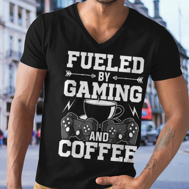 Fueled By Gaming And Coffee Video Gamer Gaming Men V-Neck Tshirt