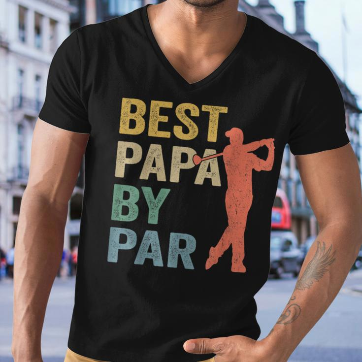 Funny Best Papa By Par Fathers Day Golf Gift Grandpa Men V-Neck Tshirt