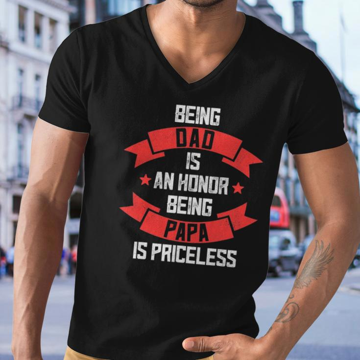 Funny Fathers Day Grandpa Being Papa Is Priceless Fun Men V-Neck Tshirt