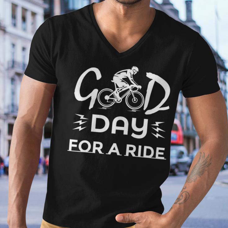 Funny Good Day For A Ride Funny Bicycle I Ride Fun Hobby Race Quote Men V-Neck Tshirt