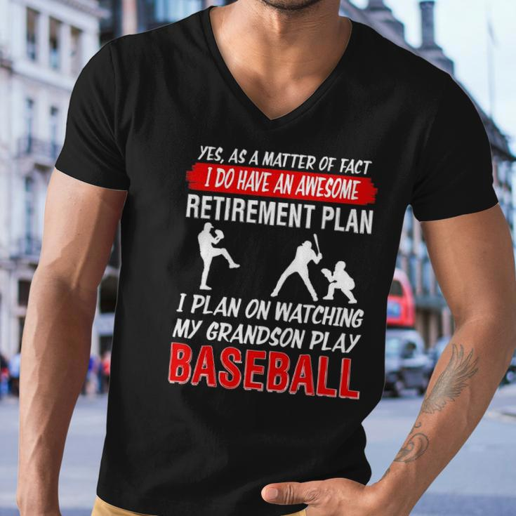 Funny I Plan On Watching My Grandson Play Baseball Men V-Neck Tshirt