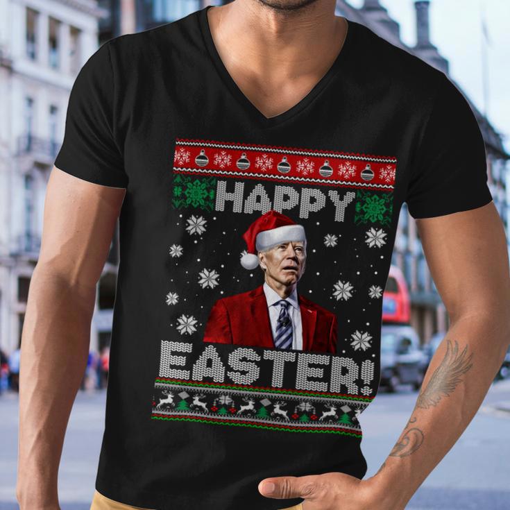 Funny Joe Biden Happy Easter Ugly Christmas Men V-Neck Tshirt