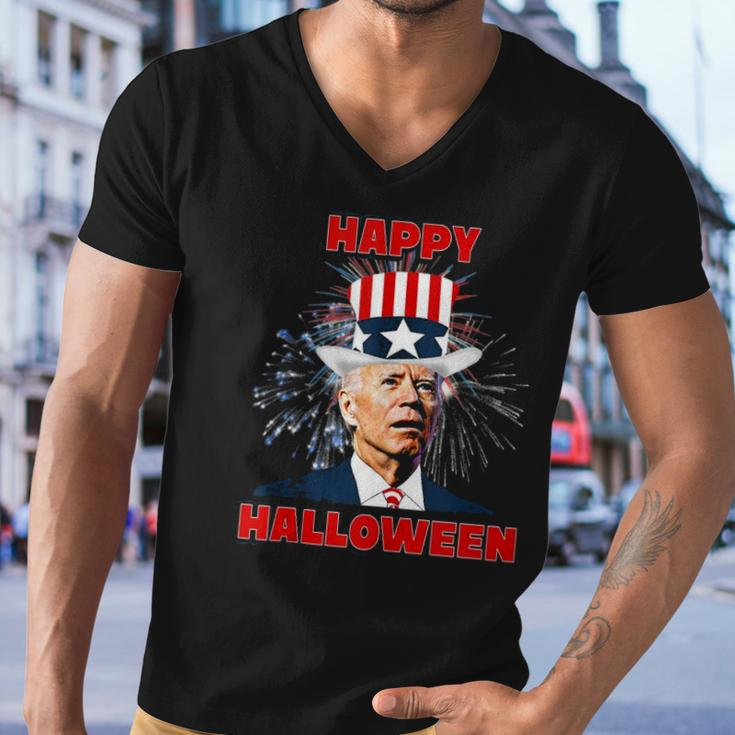 Funny Joe Biden Happy Halloween For Fourth Of July Men V-Neck Tshirt
