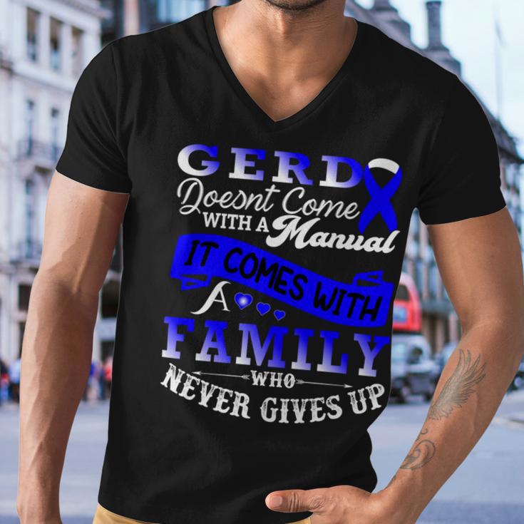 Gerd Doesnt Come With A Manual It Comes With A Family Who Never Gives Up Periwinkle Blue Ribbon Gastroesophageal Reflux Disease Gerd Awareness Men V-Neck Tshirt