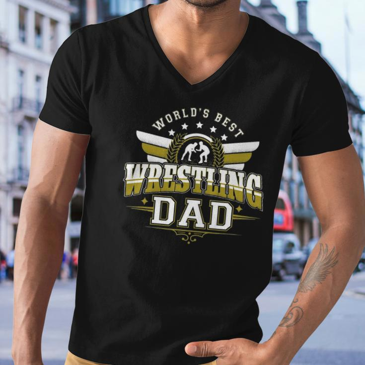 Gifts For Men Worlds Best Freestyle Wrestling Dad Men V-Neck Tshirt