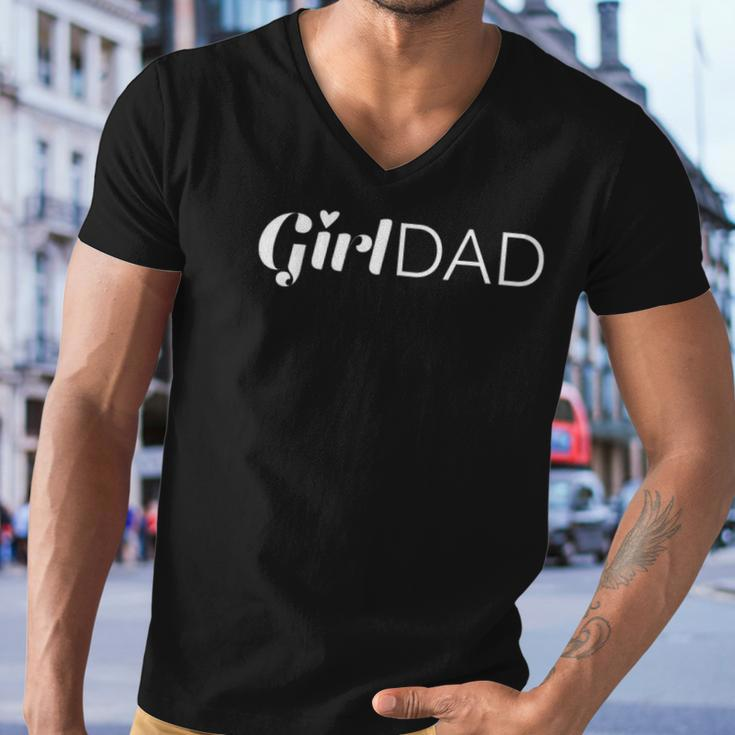 Girl Dad Outnumbered Tee Fathers Day Gift From Wife Daughter Men V-Neck Tshirt