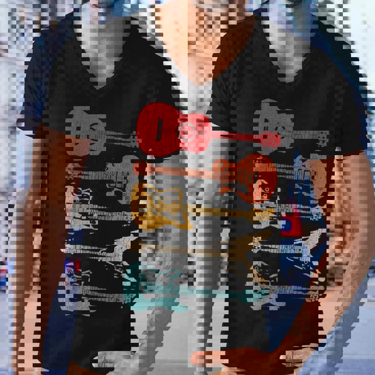 Guitar Lover Retro Style Gift For Guitarist Men V-Neck Tshirt