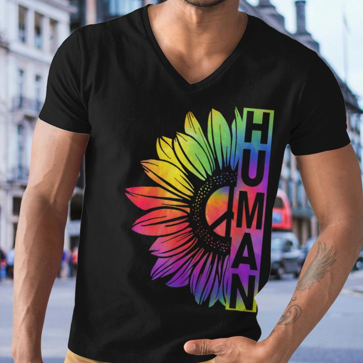 Human Sunflower Lgbt Tie Dye Flag Gay Pride Proud Lgbtq Men V-Neck Tshirt