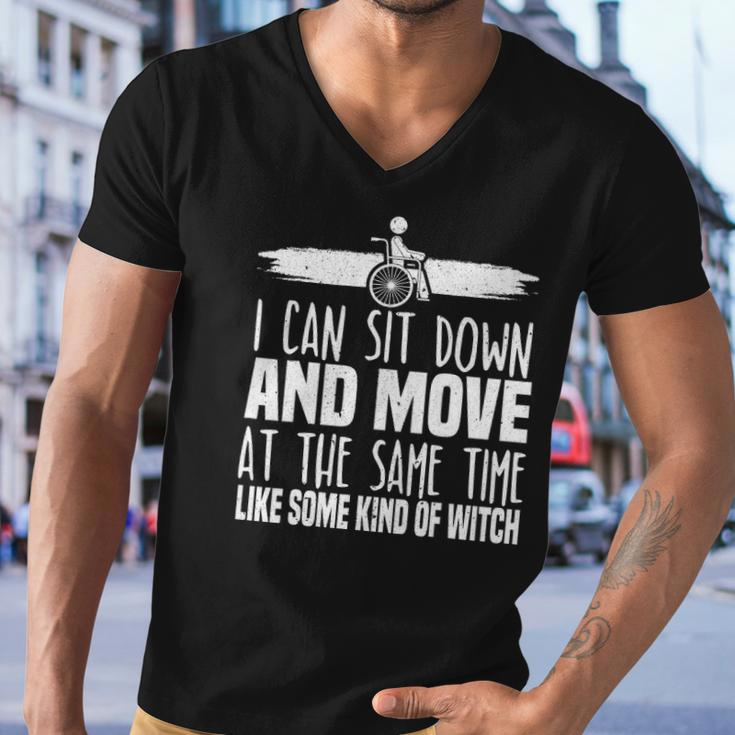 I Can Sit Down And Move At The Same Time Wheelchair Handicap Men V-Neck Tshirt