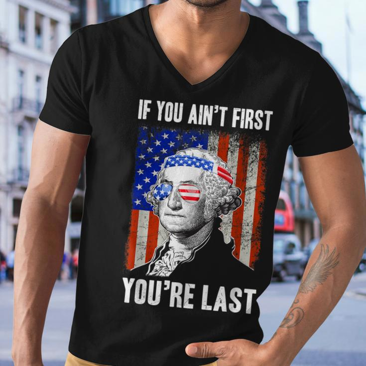 If You Aint First Youre Last George Washington Sunglasses Men V-Neck Tshirt