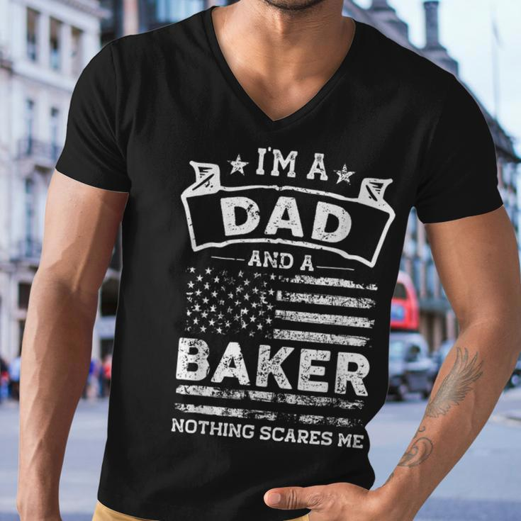 Im A Dad And Baker Funny Fathers Day & 4Th Of July Men V-Neck Tshirt