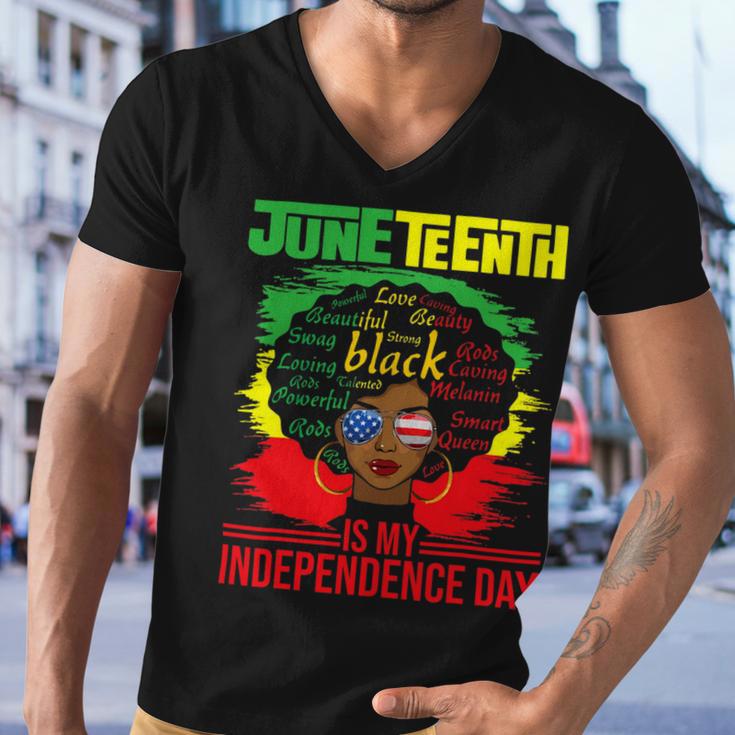 Juneteenth Is My Independence Day African Flag Black History Men V-Neck Tshirt