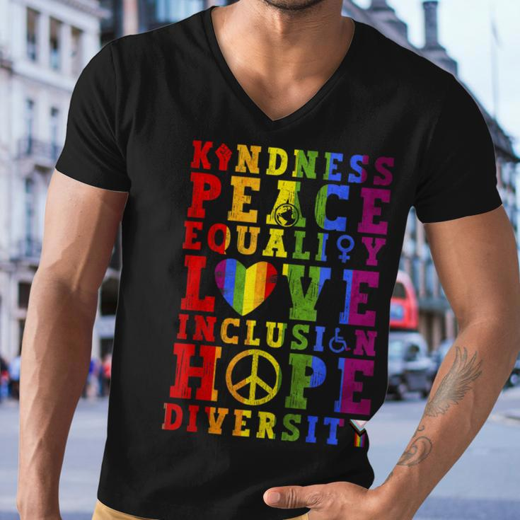 Kindness Equality Love Lgbtq Rainbow Flag Gay Pride Month Men V-Neck Tshirt