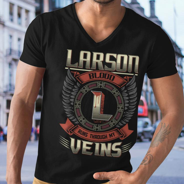 Larson Blood Run Through My Veins Name V2 Men V-Neck Tshirt