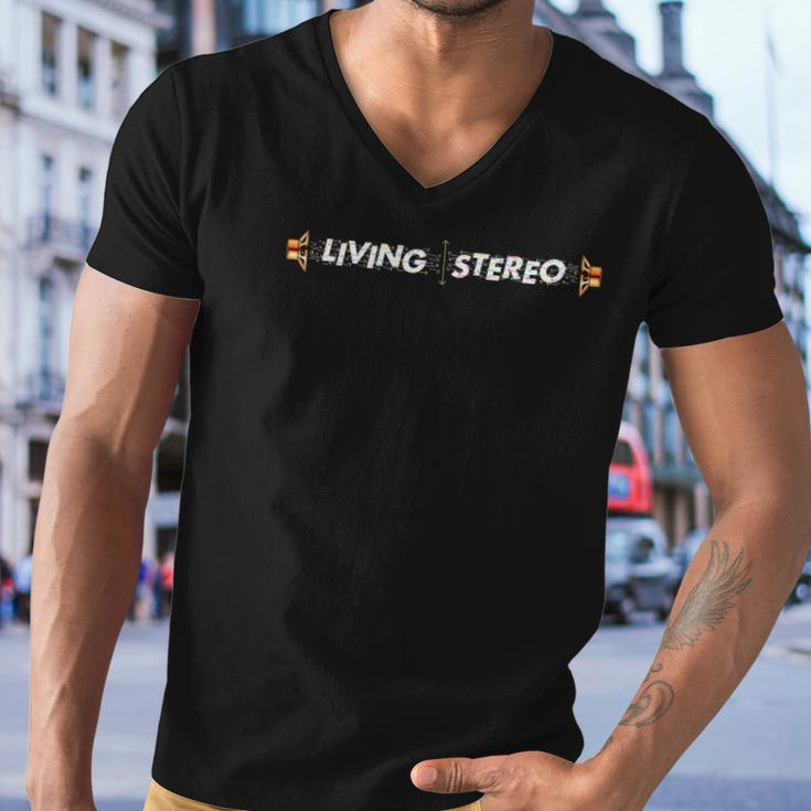 Living Stereo Full Color Arrows Speakers Design Men V-Neck Tshirt