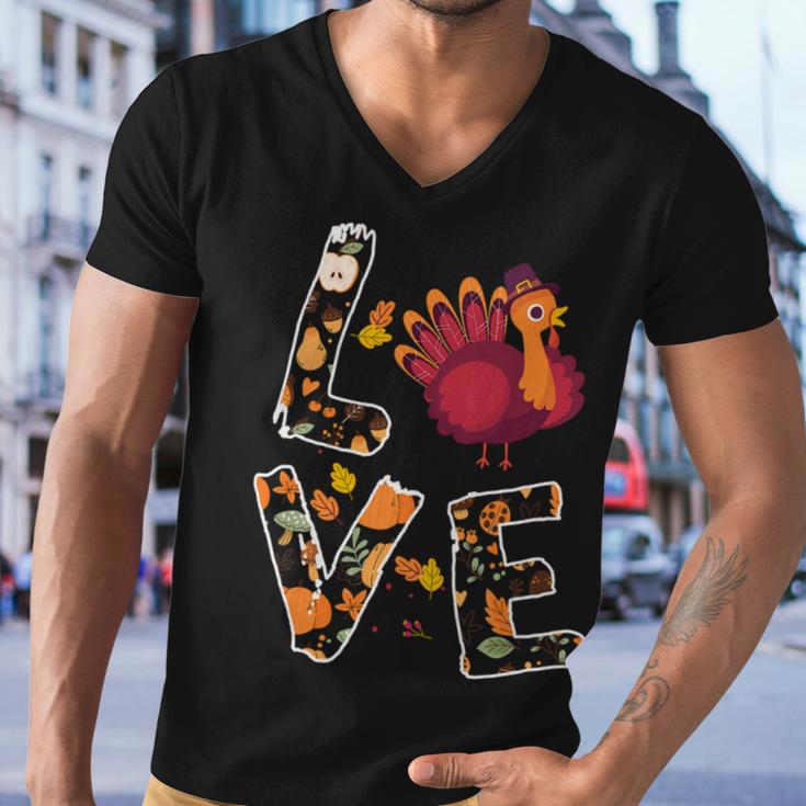 Love Turkey Thanksgiving Happy Fall 20 Shirt Men V-Neck Tshirt