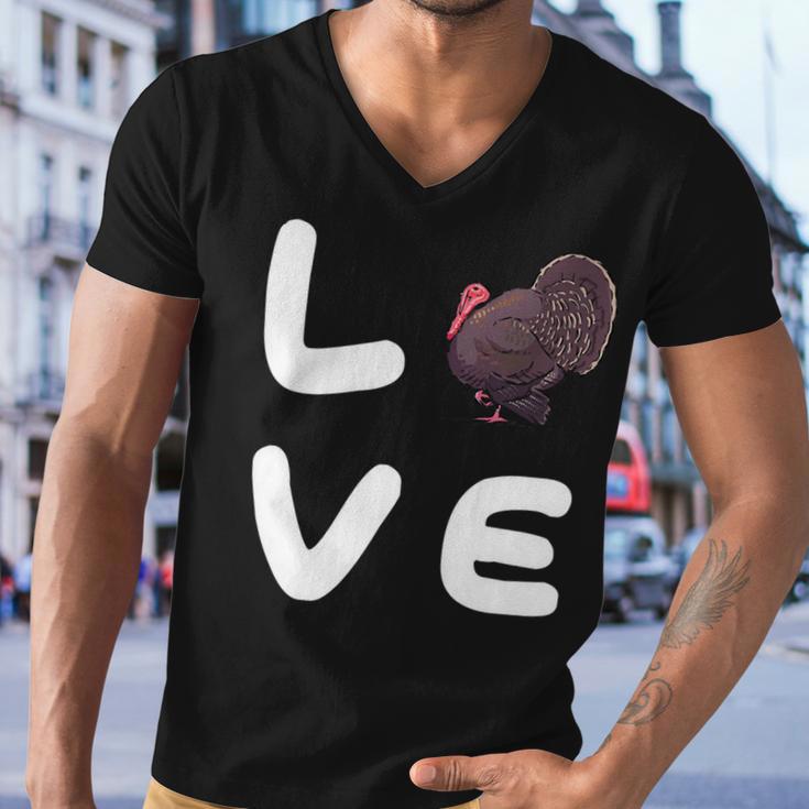 Love Turkeys Funny Turkey Thanksgiving 16 Shirt Men V-Neck Tshirt