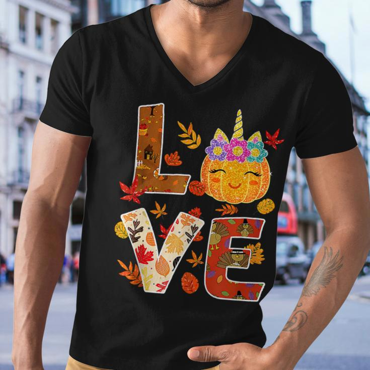 Love Unicorn Turkey Thanksgiving Happy 15 Shirt Men V-Neck Tshirt