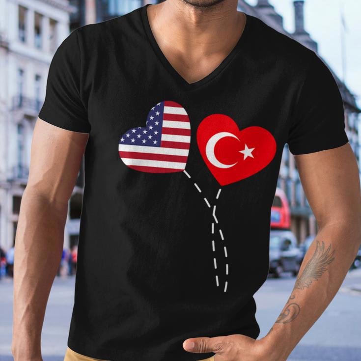 Loving Usa Turkey Flag Heart Turkish 13 Shirt Men V-Neck Tshirt