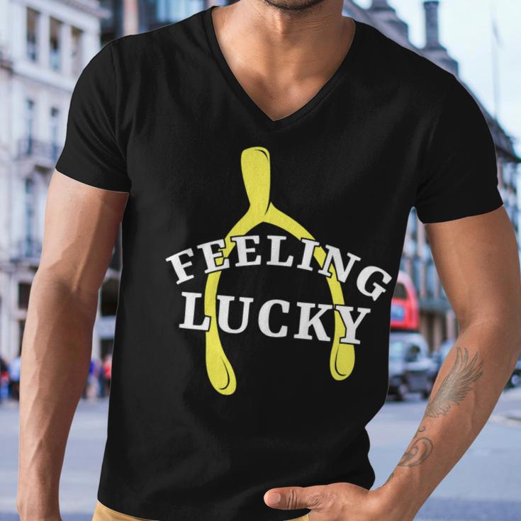 Lucky Turkey Wishbone Vintage 10 Shirt Men V-Neck Tshirt