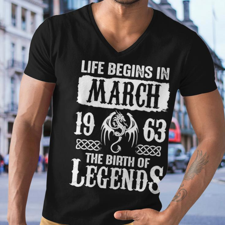 March 1963 Birthday Life Begins In March 1963 Men V-Neck Tshirt