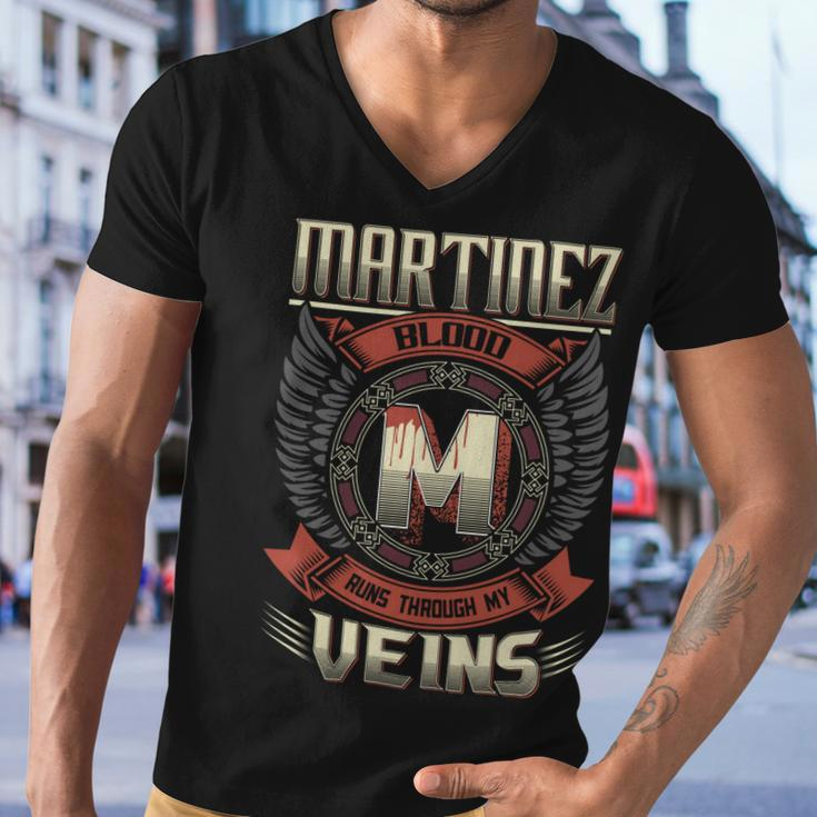 Martinez Blood Run Through My Veins Name Men V-Neck Tshirt