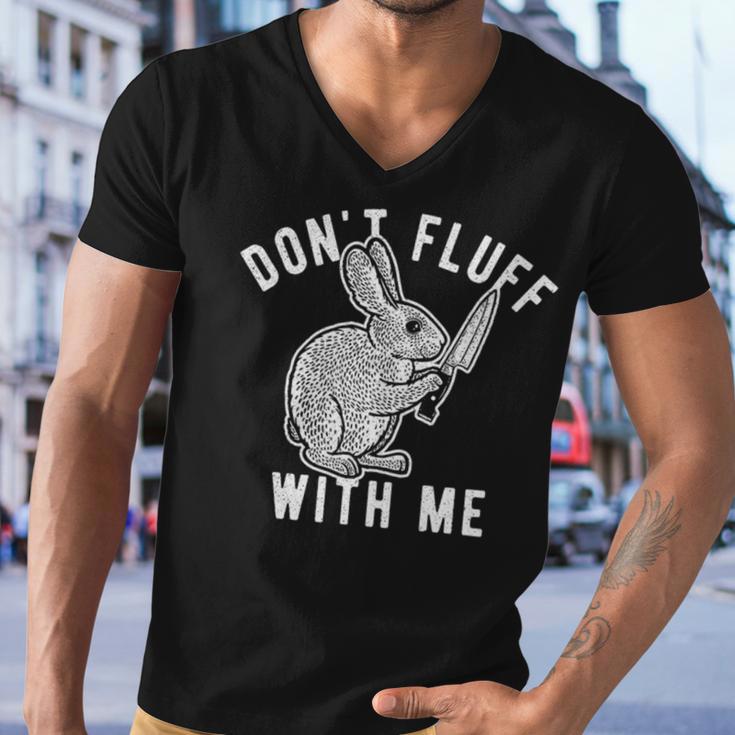 Mens Dont Fluff With Me Tshirt Funny Bunny Rabbit Easter Graphic Novelty Tee 176 Trending Men V-Neck Tshirt