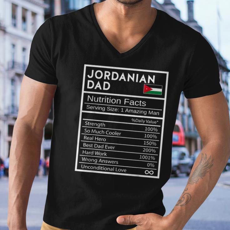 Mens Jordanian Dad Nutrition Facts National Pride Gift For Dad Men V-Neck Tshirt