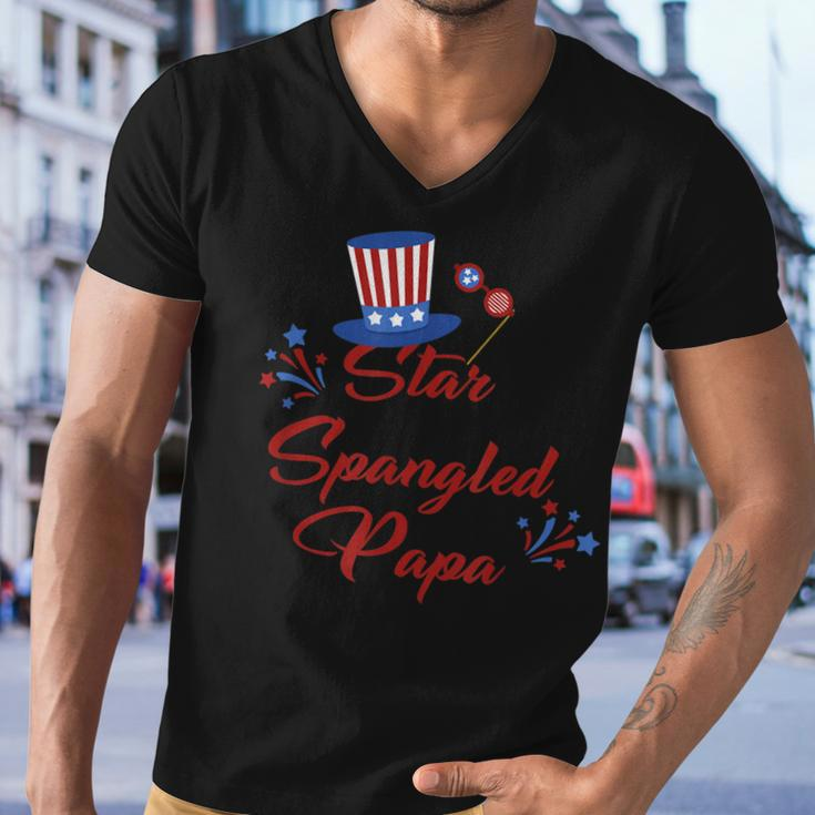 Mens Star Spangled Papa 4Th Of July Fathers Day Dad Gifts Men V-Neck Tshirt