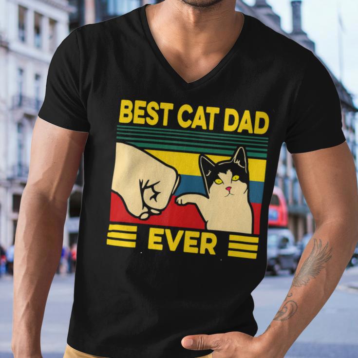 Mens Vintage Best Cat Dad Ever Bump Fit 240 Shirt Men V-Neck Tshirt