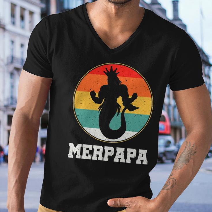 Merdpapa Security Merman Mermaid Daddy Fish Fathers Day Men V-Neck Tshirt