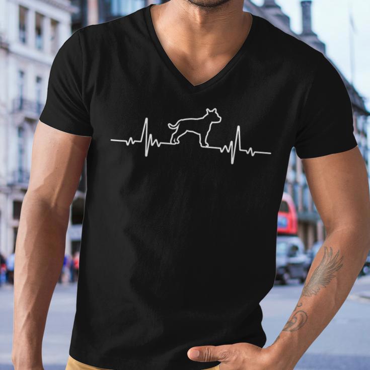 Minimalist Heartbeat American Staffordshire Terrier Men V-Neck Tshirt