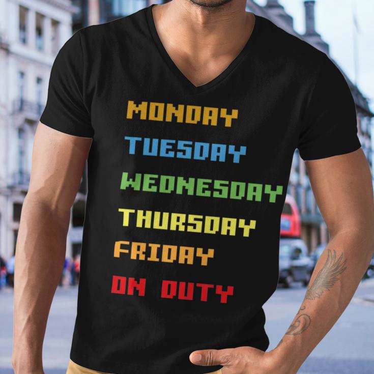 Monday To Friday On Duty Men V-Neck Tshirt