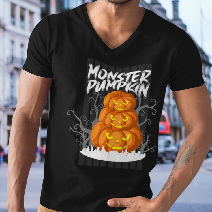 Monster Pumpkin Men V-Neck Tshirt