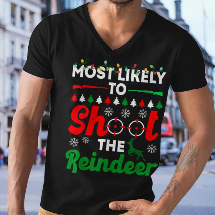 Most Likely To Shoot The Reindeer 556 Shirt Men V-Neck Tshirt