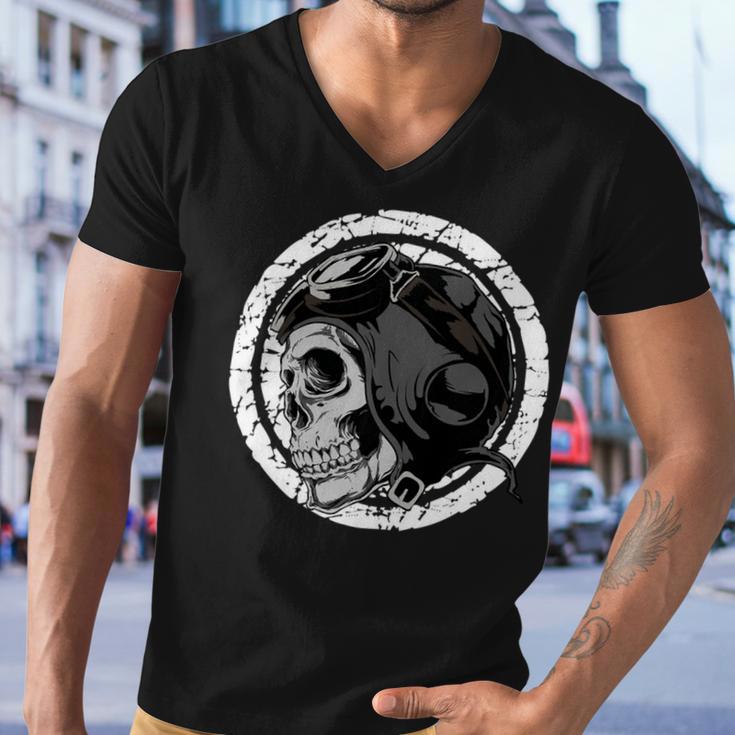 Motorcycle Skull With Helmet Dreaming 472 Shirt Men V-Neck Tshirt