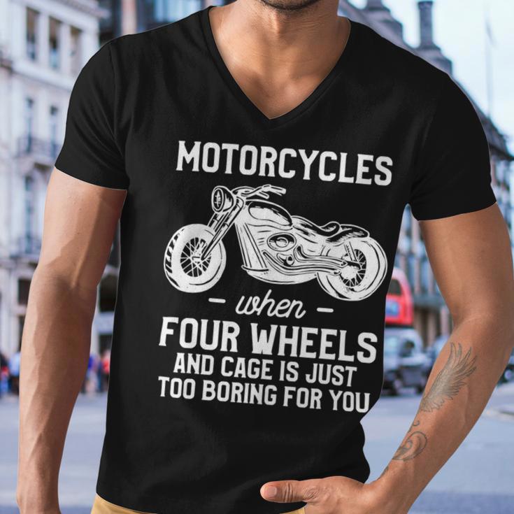 Motorcycles When Four Wheels Cage Is 461 Shirt Men V-Neck Tshirt