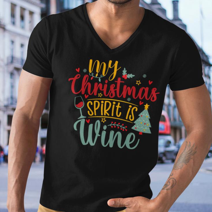 My Christmas Spirit Is Wine Funny 555 Shirt Men V-Neck Tshirt