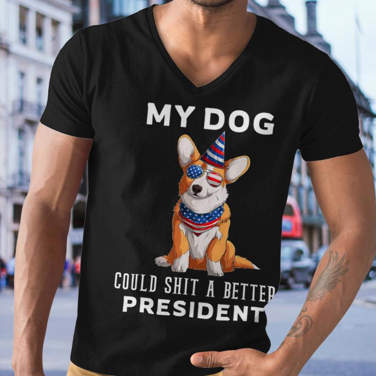 My Dog Could Shit A Better President Corgi Lover Anti Biden V2 Men V-Neck Tshirt