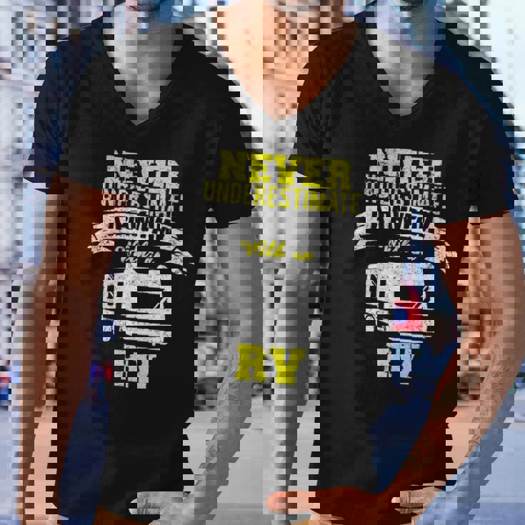 Never Underestimate A Pawpaw Rv Camping Distressed Men V-Neck Tshirt