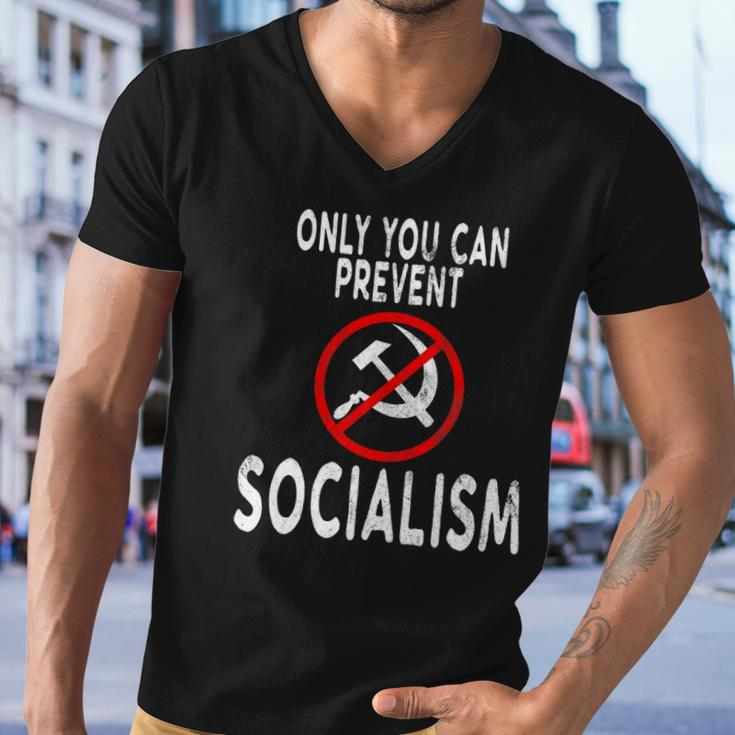 Only You Can Prevent Socialism Funny Trump Supporters Gift Men V-Neck Tshirt