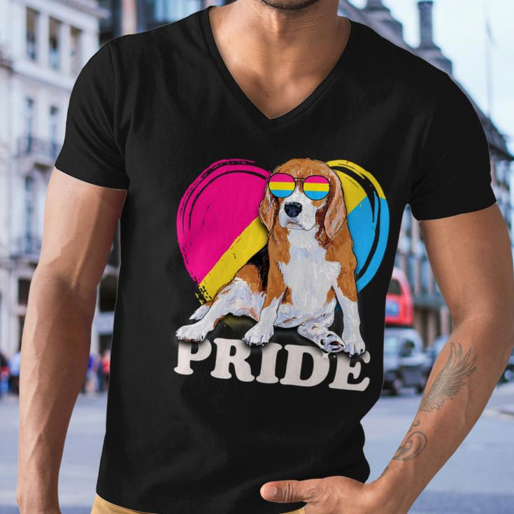 Pansexual Beagle Rainbow Heart Pride Lgbt Dog Lover 56 Beagle Dog Men V-Neck Tshirt